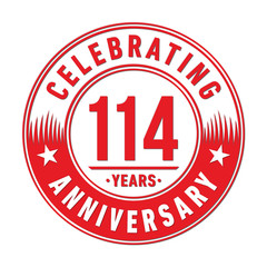 114 years anniversary celebration logo template. One hundred and fourteen years vector and illustration.