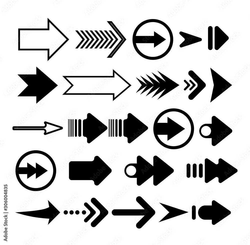 Poster arrows vector. set different arrows isolated on white background
