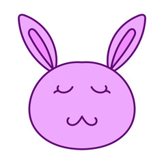 Vector illustration of cute rabbit face cartoon style, isolated on white background. Design for kids, scrapbooking, stikers etc.