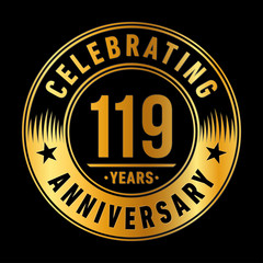 119 years anniversary celebration logo template. One hundred and nineteen years vector and illustration.