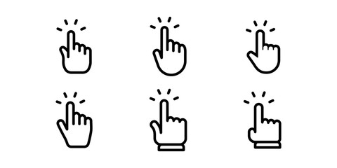 Hand clicking icons collection. Set of finger pointers.