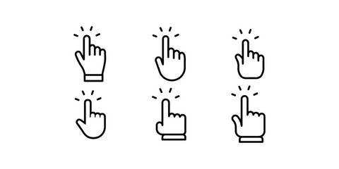 Hand clicking icons collection. Set of finger pointers.