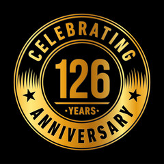 126 years anniversary celebration logo template. One hundred and twenty-six years vector and illustration.