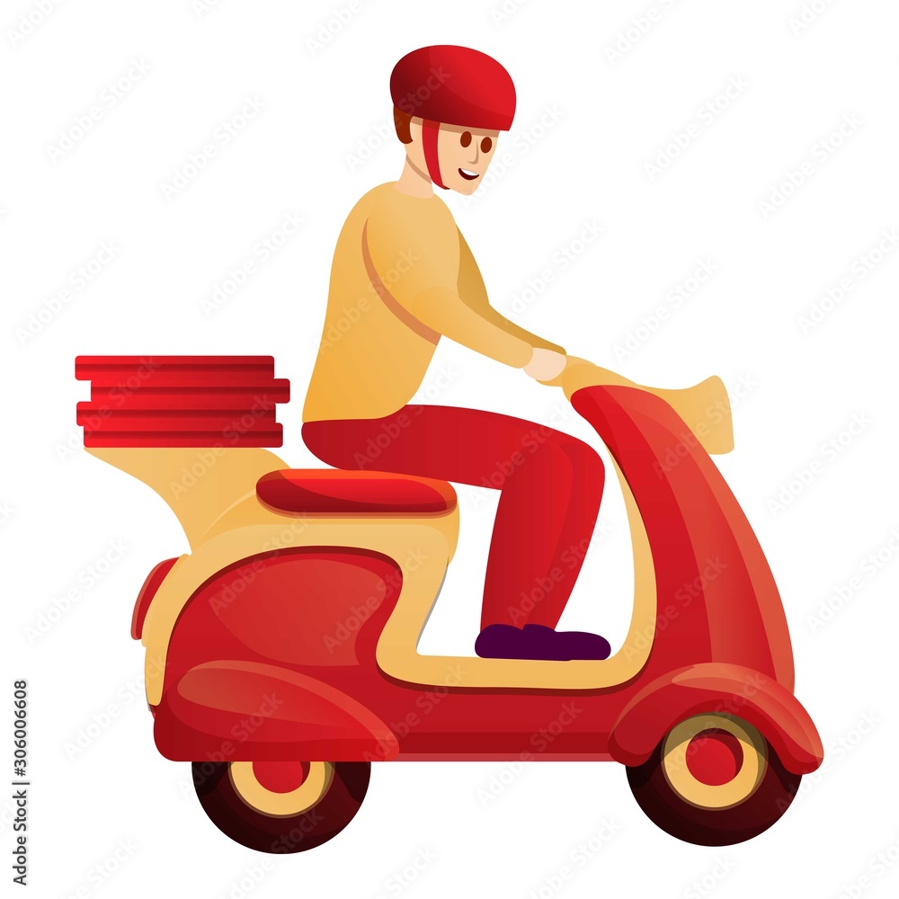 Poster fast pizza delivery icon. cartoon of fast pizza delivery vector icon for web design isolated on whit