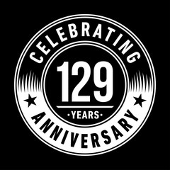 129 years anniversary celebration logo template. One hundred and twenty-nine years vector and illustration.