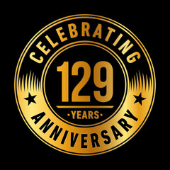 129 years anniversary celebration logo template. One hundred and twenty-nine years vector and illustration.