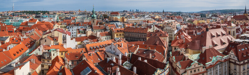 Fototapeta na wymiar View from City Hall Tower to Old Town of East Europe Prague City