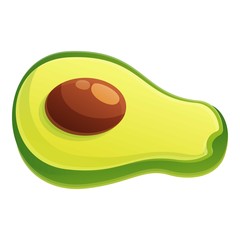 Half avocado icon. Cartoon of half avocado vector icon for web design isolated on white background