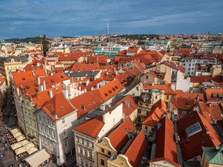 View from City Hall Tower to Old Town of East Europe Prague City