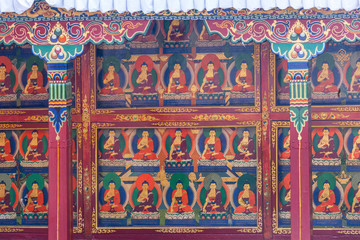 Holy paintings in Tashilhunpo Monastery in Shigatse, Tibet