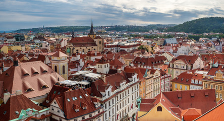Obraz premium View from City Hall Tower to Old Town of East Europe Prague City