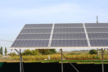 Solar panel on a background of blue sky.  Alternative Energy Concept
