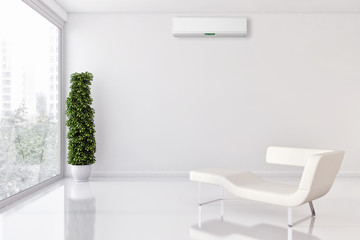 large luxury modern bright interiors with air conditioning illustration 3D rendering