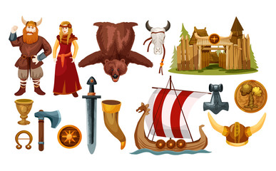 Ancient Scandinavian and viking culture icons