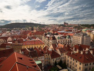 Fototapeta na wymiar View from City Hall Tower to Old Town of East Europe Prague City