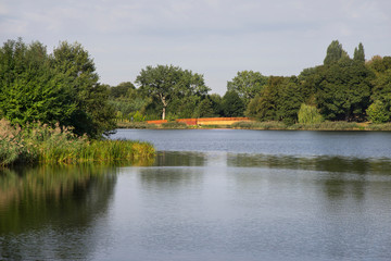 Fototapeta na wymiar Castle lake in Wabrzezno. Poland