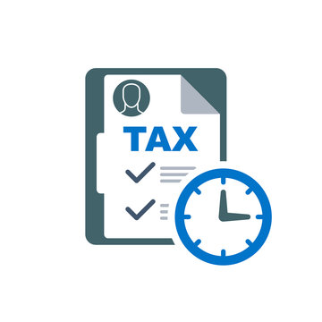 Time To Pay Tax - Accounting Reminder Icon With Checklist And Clock, Taxes Payment Logo