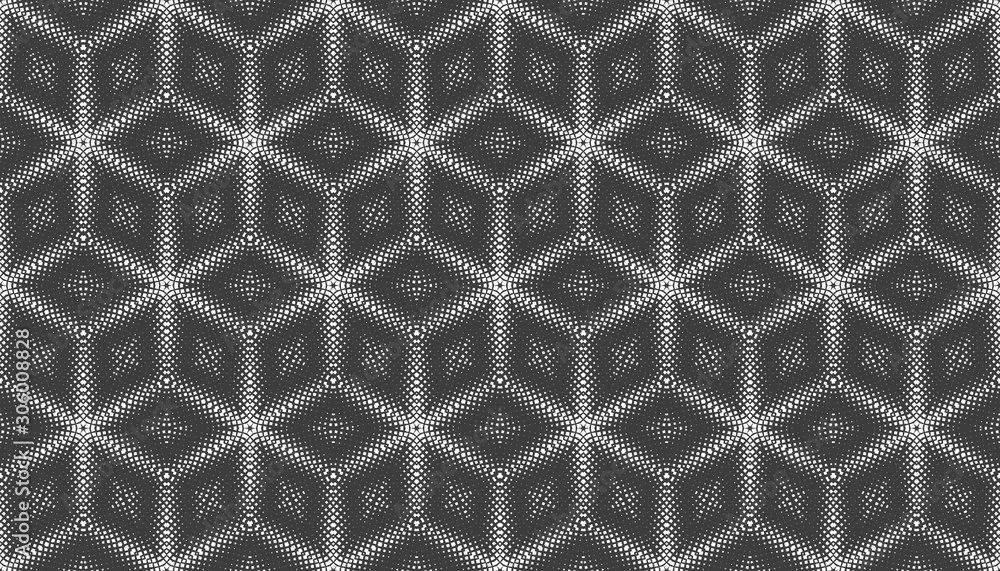 Poster abstract seamless pattern of geometric shapes. stars in a hexagonal grid.