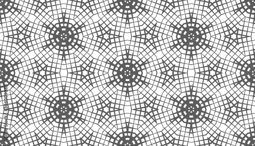 Poster abstract seamless pattern of geometric shapes. stars in a hexagonal grid.