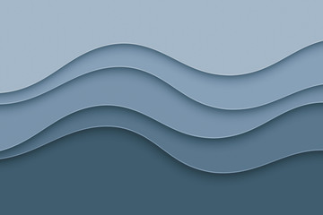 Abstract background with curve lines and waves. Paper cut water wallpaper.