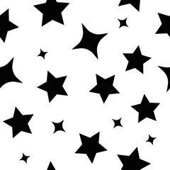 Stars seamless pattern. Sky with star icons texture background.