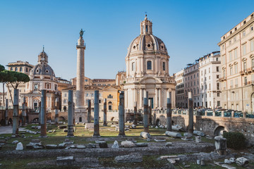 Trajan's Forum with Trajan's column and Basilica Ulpia. Rome.