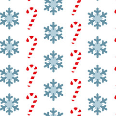 Fresh Christmas Pattern. Candy cane and snowflake as Highresolution Illustration.