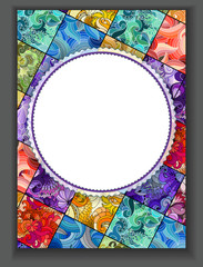 Abstract round frame for vertical banner. Creative bright pattern with a circle space for your text. Abstract vector design.