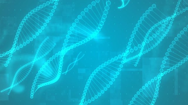DNA Chain Spiral 3D Background Animation, Medical Video Element.