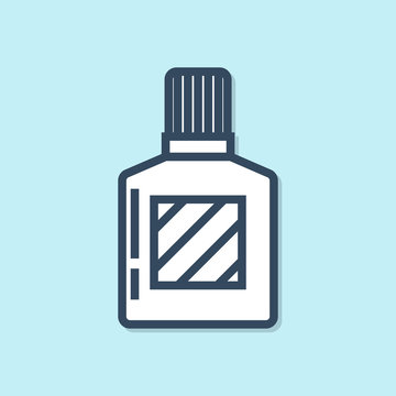 recommend clip art: Blue line Aftershave icon isolated on blue background. Cologne spray icon. Male perfume bottle.  Vector Illustration