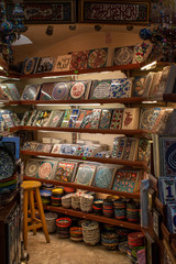 Istanbul, Turkey: ceramic shop inside the Grand Bazaar, one of the largest and oldest covered...
