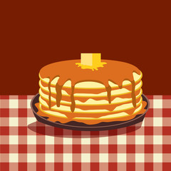 Pancakes with Butter and Syrup flat vector icon