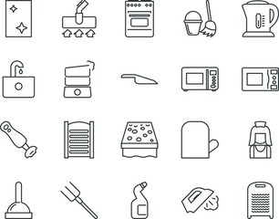 household vector icon set such as: faucet, farming, fresh, wire, head, mixer, ceramic, fork, fire, beverages, tap, occupation, template, mop, old, boiler, cartoon, sample, breakfast, holder