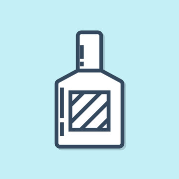 recommend clip art: Blue line Aftershave icon isolated on blue background. Cologne spray icon. Male perfume bottle.  Vector Illustration
