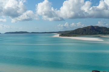 the white beach of the Whitsunday Islands in Australia, which consists of 99 percent quartz sand, and the azure blue sea