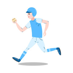 Fototapeta na wymiar Boy playing baseball and running with ball vector illustration