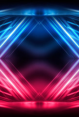 Modern abstract futuristic background. red and blue neon light. Rays and lines, abstract light. Light tunnel, corridor, scene with bright light.