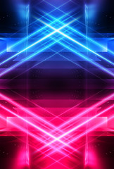 Modern abstract futuristic background. red and blue neon light. Rays and lines, abstract light. Light tunnel, corridor, scene with bright light.