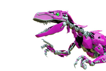 Fototapeta premium velociraptor robot doing a fast run close up