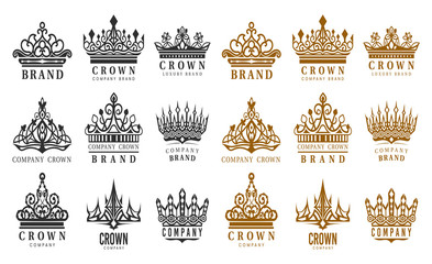 Set of isolated vintage crowns for company brand