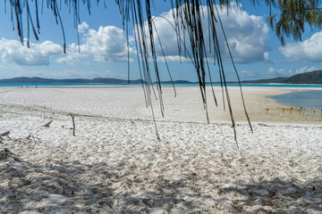 the white beach of the Whitsunday Islands in Australia, which consists of 99 percent quartz sand, and the azure blue sea