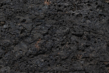 Bubbly vesicle texture of basalt lava flow surface at Hawaii Volcanoes National Park, Big Island of Hawaii, USA - obrazy, fototapety, plakaty
