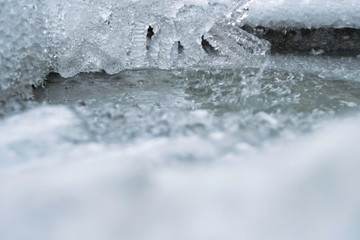 Naklejka na ściany i meble Ice and icicles melting in winter.