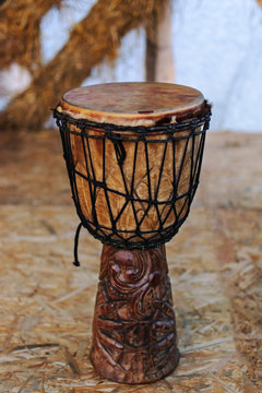 Ethnic Percussion Musical Instrument Djembe On The Stage