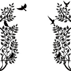 graphic element flourishes flowers and birds 3