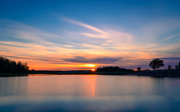 sunset over the lake © Valdemaras Mockus
