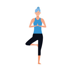 Fototapeta na wymiar cartoon woman doing yoga pose icon, colorful design