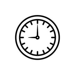 round clock time hour icon on white background thick line