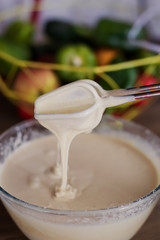 whipping dough with a mixer batter