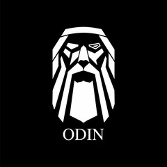 Odin Vector Face with Modern Abstract Mascot Logo Design Isolated Black Background - obrazy, fototapety, plakaty